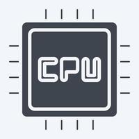 CPU de icono. adecuado para el símbolo de los componentes de la computadora. estilo de glifo. diseño simple editable. vector de plantilla de diseño. ilustración sencilla