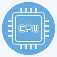 CPU de icono. adecuado para el símbolo de los componentes de la computadora. estilo de ojos azules. diseño simple editable. vector de plantilla de diseño. ilustración sencilla