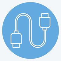 Icon Cable. suitable for Computer Components symbol. blue eyes style. simple design editable. design template vector. simple illustration vector