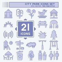 Icon Set City Park. suitable for Building symbol. two tone style. simple design editable. design template vector. simple illustration vector