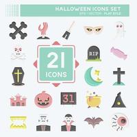 conjunto de iconos de halloween. adecuado para el símbolo de halloween. estilo plano diseño simple editable. vector de plantilla de diseño. ilustración sencilla