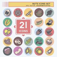 Icon Set Nuts. suitable for Nuts symbol. color mate style. simple design editable. design template vector. simple illustration vector