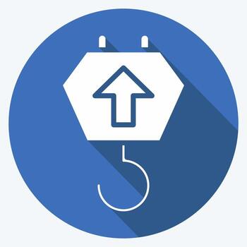 Icon Crane Hook. suitable for education symbol. long shadow style. simple design editable. design template vector. simple illustration vector