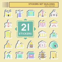 Sticker Set Building. suitable for education symbol. simple design editable. design template vector. simple illustration vector