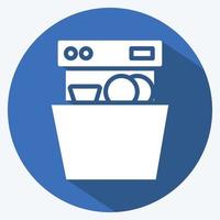 Icon Dishwasher. suitable for Kitchen Appliances symbol. long shadow style. simple design editable. design template vector. simple illustration vector