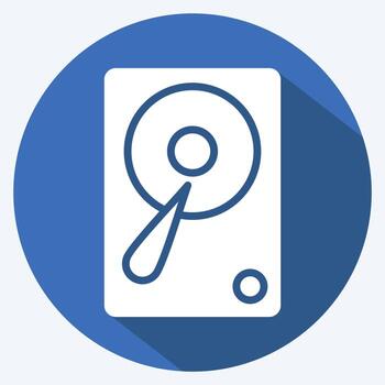 icono de disco duro. adecuado para el símbolo de los componentes de la computadora. estilo de sombra larga. diseño simple editable. vector de plantilla de diseño. ilustración sencilla