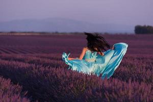 woman in lavender flower field photo