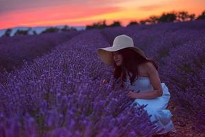 woman portrait in lavender flower fiel photo