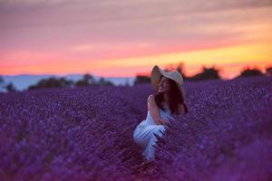 woman portrait in lavender flower fiel photo