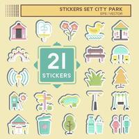 Sticker Set City Park. suitable for Building symbol. simple design editable. design template vector. simple illustration vector