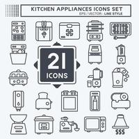 conjunto de iconos de electrodomésticos de cocina. adecuado para el símbolo de juegos de cocina. estilo de línea diseño simple editable. vector de plantilla de diseño. ilustración sencilla