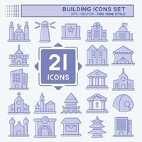 Icon Set Building. suitable for education symbol. two tone style. simple design editable. design template vector. simple illustration vector