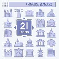 Icon Set Building. suitable for education symbol. two tone style. simple design editable. design template vector. simple illustration vector