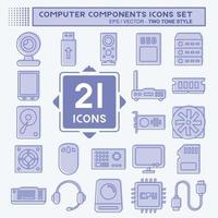 Icon Set Computer Components. suitable for education symbol. two tone style. simple design editable. design template vector. simple illustration vector