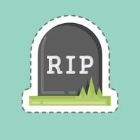 Sticker line cut Grave. suitable for Halloween symbol. simple design editable. design template vector. simple illustration vector