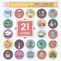 Icon Set Italy. suitable for education symbol. color mate style. simple design editable. design template vector. simple illustration vector