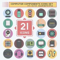 Icon Set Computer Components. suitable for education symbol. color mate style. simple design editable. design template vector. simple illustration vector