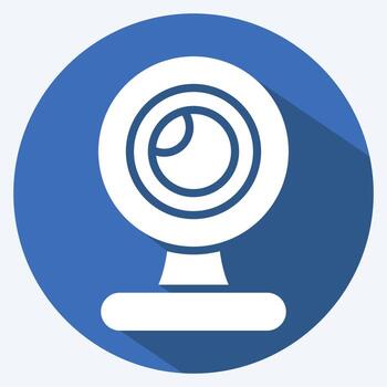 icono de cámara web. adecuado para el símbolo de los componentes de la computadora. estilo de sombra larga. diseño simple editable. vector de plantilla de diseño. ilustración sencilla