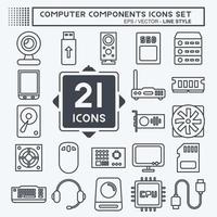 Icon Set Computer Components. suitable for education symbol. line style. simple design editable. design template vector. simple illustration vector