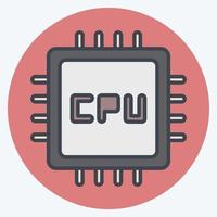 CPU de icono. adecuado para el símbolo de los componentes de la computadora. estilo compañero de color. diseño simple editable. vector de plantilla de diseño. ilustración sencilla