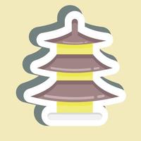 Sticker Pagoda. suitable for education symbol. simple design editable. design template vector. simple illustration vector