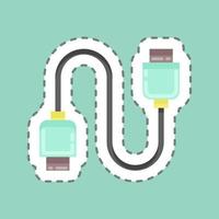 Sticker line cut Cable. suitable for Computer Components symbol. simple design editable. design template vector. simple illustration vector