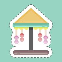 Sticker line cut Carousel. suitable for City Park symbol. simple design editable. design template vector. simple illustration vector