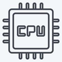 CPU de icono. adecuado para el símbolo de los componentes de la computadora. estilo de línea diseño simple editable. vector de plantilla de diseño. ilustración sencilla