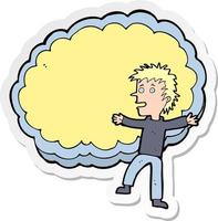 sticker of a cartoon man with text space cloud vector