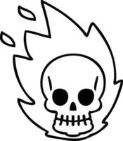 quirky line drawing cartoon skull vector