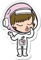 sticker of a cartoon pretty astronaut girl vector