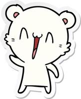 sticker of a happy polar bear cartoon vector