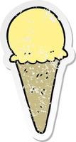 distressed sticker of a cartoon ice cream vector