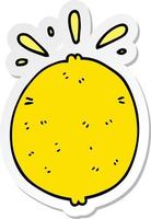 sticker of a cartoon lemon vector