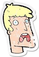 retro distressed sticker of a cartoon shocked man vector