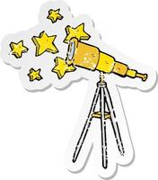 retro distressed sticker of a cartoon telescope vector