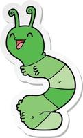 sticker of a cartoon happy caterpillar vector