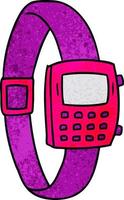 textured cartoon doodle of a retro watch vector