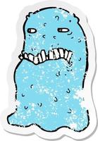 retro distressed sticker of a cartoon gross ghost vector