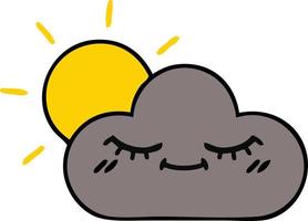 cute cartoon storm cloud and sun vector