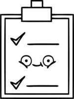 line drawing cartoon check list vector