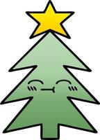 gradient shaded cartoon christmas tree vector
