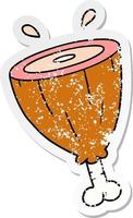 distressed sticker cartoon doodle of a joint of ham vector