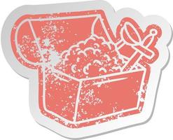 distressed old sticker of a treasure chest vector