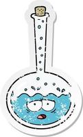 distressed sticker of a cartoon chemical reaction vector