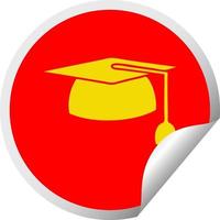 circular peeling sticker cartoon graduation hat vector