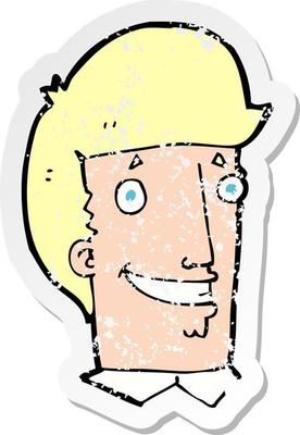 retro distressed sticker of a cartoon happy man