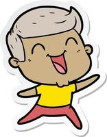 sticker of a cartoon man laughing vector