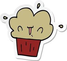 sticker of a cartoon cupcake vector