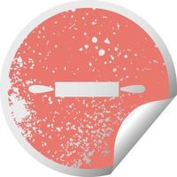 distressed circular peeling sticker symbol rolling pin vector